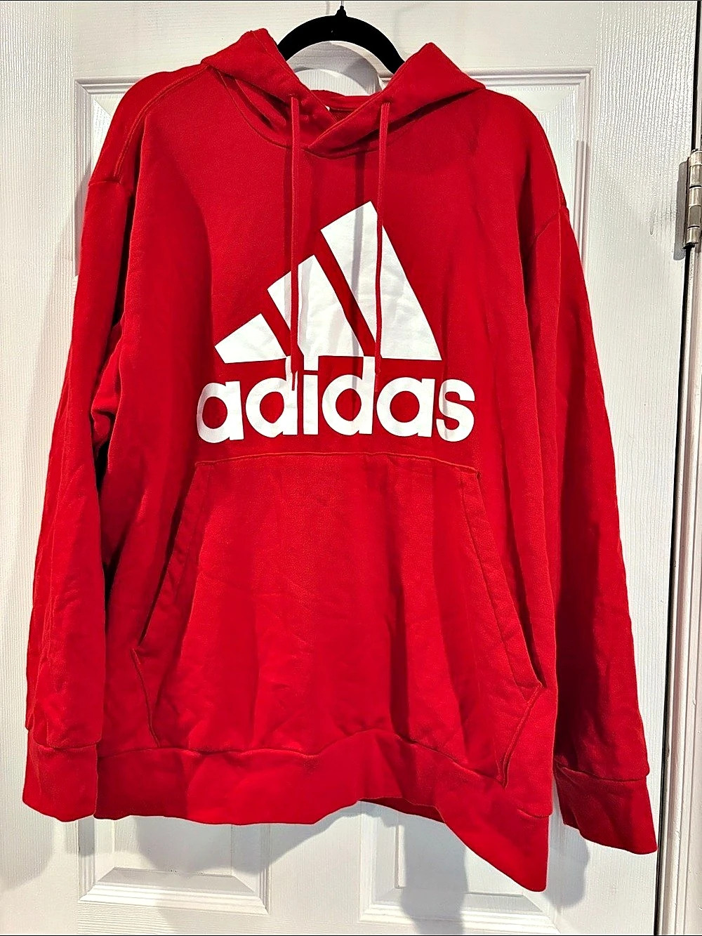 adidas Essentials Big Logo Hoodie Red & White 2XL